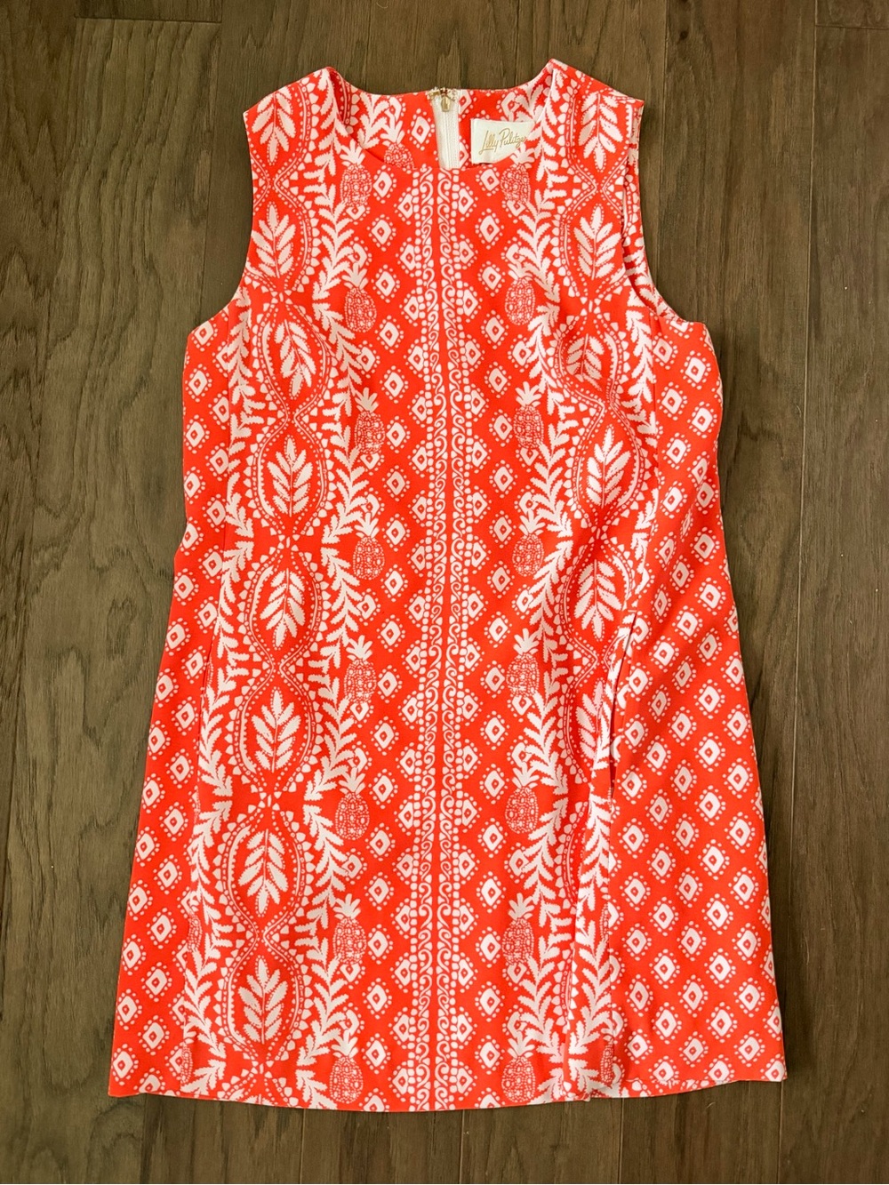 Lilly Pulitzer Coral & White Sleeveless Printed Shift Dress